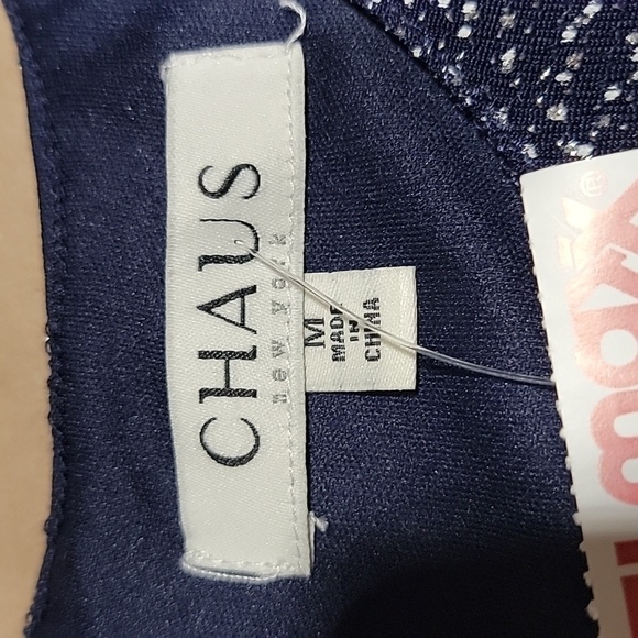 Chaus Size M Navy Blue with Gray and Silver Glittery Sleeveless Top, NEW w/ Tag - Picture 11 of 12